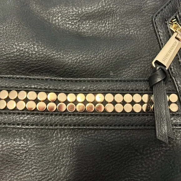 Steve Madden Black Faux Leather Bag Gold Hardware & Studs - Picture 12 of 14
